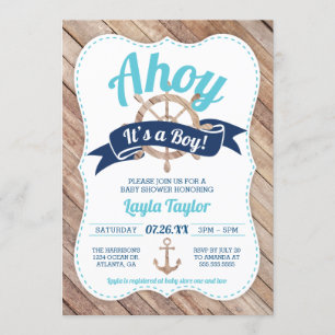 Ahoy es una invitación de un chico a Baby Shower