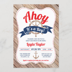 Ahoy es una invitación de un chico a Baby Shower