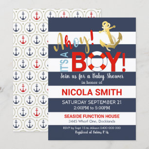 Ahoy es una invitación de un chico de Baby Shower
