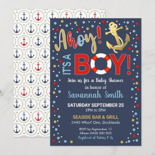Ahoy es una invitación de un chico en Baby Shower