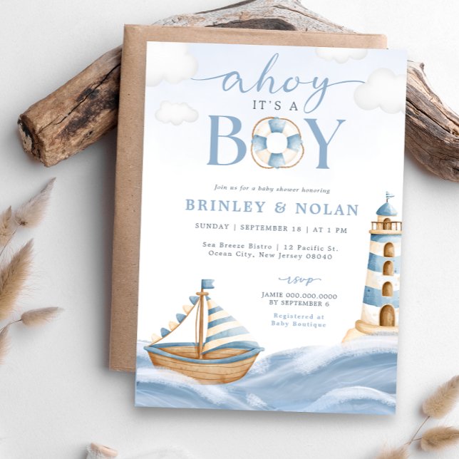 Ahoy es una invitación de un chico nautical a Baby (Subido por el creador)