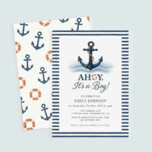 Ahoy es una invitación de un chico nautical a Baby