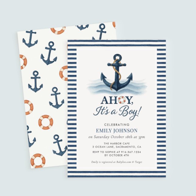 Ahoy es una invitación de un chico nautical a Baby (Subido por el creador)