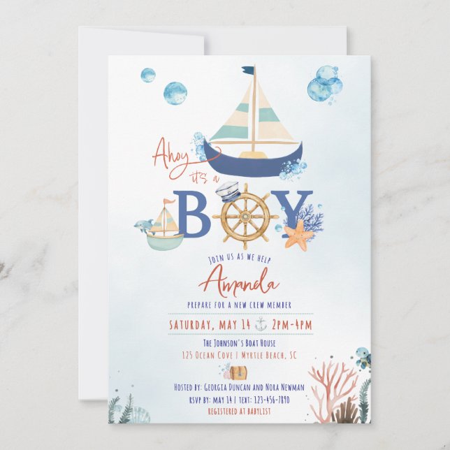 Ahoy es una invitación de un chico náutico a Baby  (Anverso)