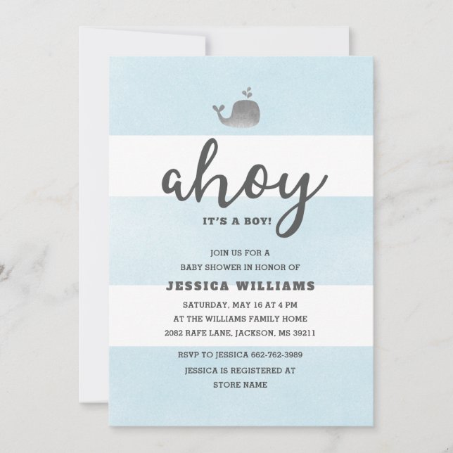 Ahoy es una invitación de un niño a Baby Shower (Anverso)