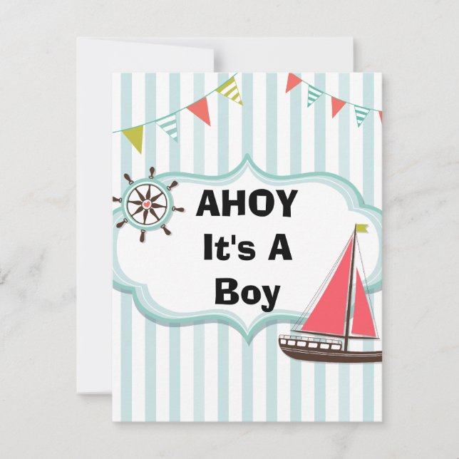 Ahoy es una invitación náutica de Baby Shower del (Anverso)