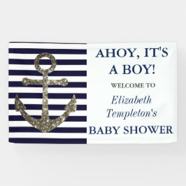 Ahoy es una pancarta de Baby Shower con temas náut