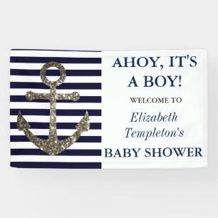 Ahoy es una pancarta de Baby Shower con temas náut