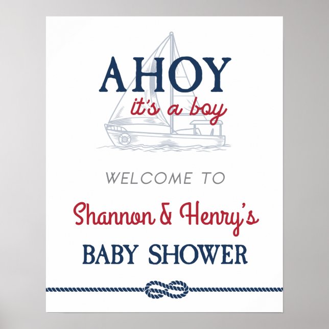 Ahoy es una señal de bienvenida de Baby Shower par (Frente)