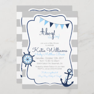 Ahoy es una tarjeta de Baby Shower de boy Nautical