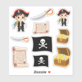 ¡Ahoy! Hoja de Pegatina de cumpleaños de Pirate Bo