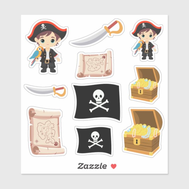 ¡Ahoy! Hoja de Pegatina de cumpleaños de Pirate Bo (Hoja)