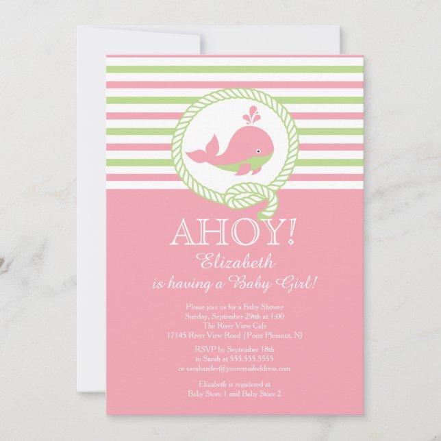 ¡Ahoy! Invitación a Baby Shower de Chicas de balle (Anverso)