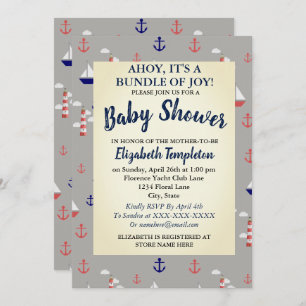 Ahoy Invitación a Baby Shower Náutica Cute