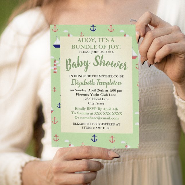 Ahoy Invitación a Baby Shower Náutica Cute (Subido por el creador)