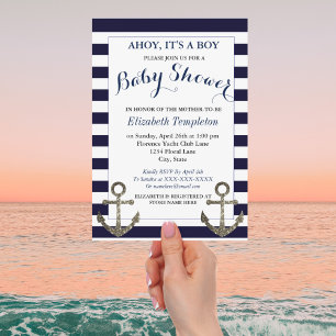 Ahoy: Invitaciones a una ducha de bebé náutica