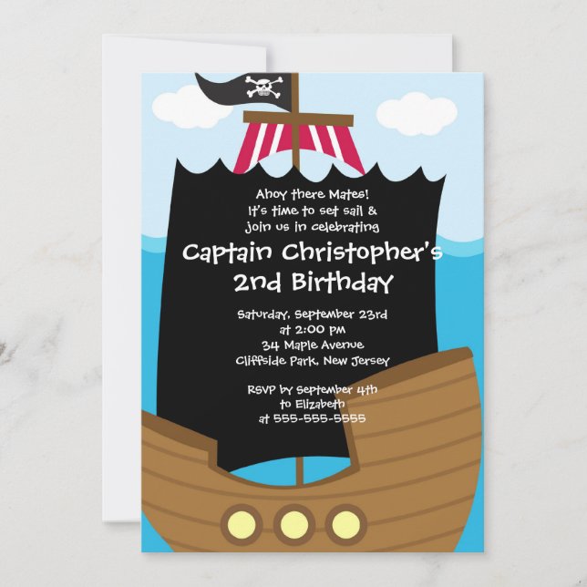 Ahoy invitaciones lindas de la fiesta de (Anverso)