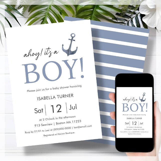 ¡Ahoy! It's a Boy | Invitación de Baby Shower (Subido por el creador)