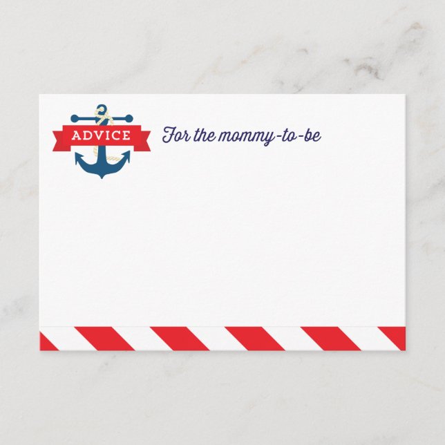¡Ahoy! Juego de tarjetas de consejo de Baby Shower (Anverso)