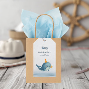 Ahoy Little Sailor Gracias Etiqueta Ballena Naut