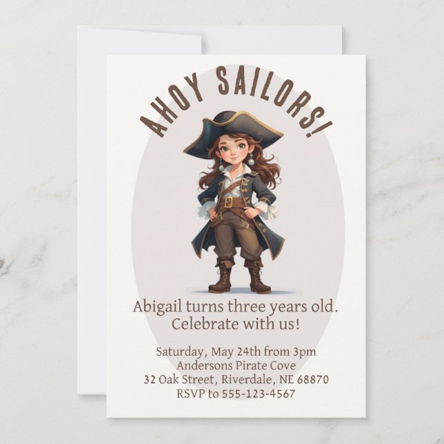 ¡Ahoy marineros! Invitación de cumpleaños del chic (Anverso)