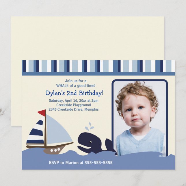 Ahoy Mate 5x7 Invitación a la foto de cumpleaños (Anverso / Reverso)
