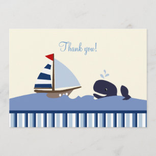 Ahoy Mate Whale Flat Gracias nota - Blue Stripe