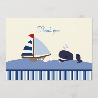 Ahoy Mate Whale Flat Gracias nota - Blue Stripe