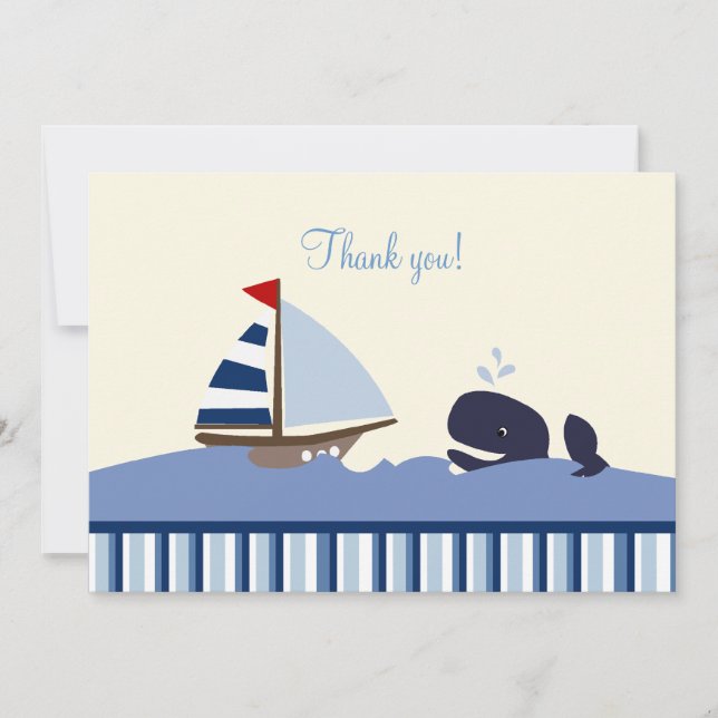 Ahoy Mate Whale Flat Gracias nota - Blue Stripe (Anverso)
