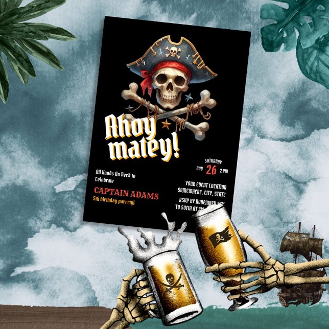 ¡Ahoy Matey! Invitación de cumpleaños del pirata d (Subido por el creador)