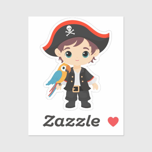 ¡Ahoy! Pegatina de cumpleaños de Pirate Boy (Hoja)