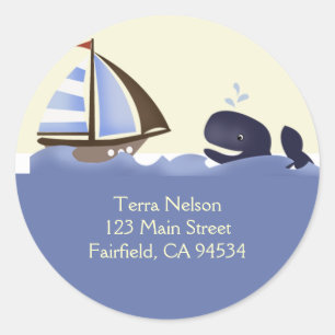 Ahoy pegatinas del remite de la ballena azul del