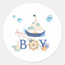 Ahoy son Pegatinas de Baby Shower de Boy Nautical