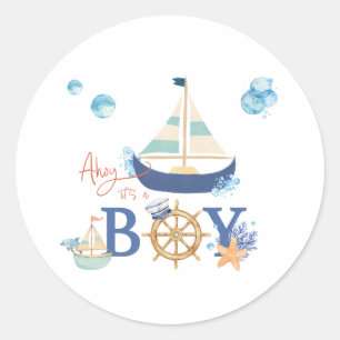 Ahoy son Pegatinas de Baby Shower de Boy Nautical