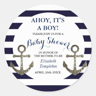 Ahoy son Pegatinas de Baby Shower de Boy Nautical