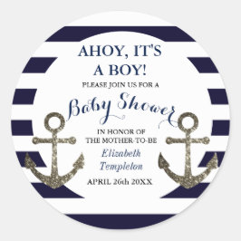 Ahoy son Pegatinas de Baby Shower de Boy Nautical