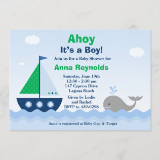 Ahoy su una invitación de Baby Shower del barco