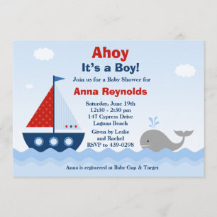 Ahoy su una invitación de Baby Shower del muchacho