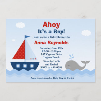 Ahoy su una invitación de Baby Shower del muchacho