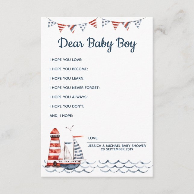 Ahoy: Tarjeta de Consejos para el Bebé (Anverso)