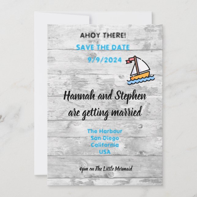 ¡Ahoy! Tema de Yachting Guardar la tarjeta de fech (Anverso)