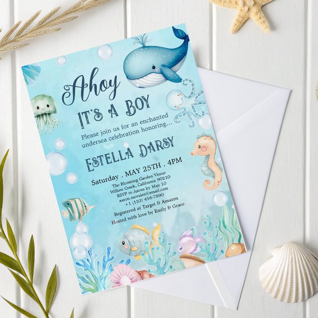 ¡Ahoy! Under the Sea Boy Invitación en Baby Shower (Subido por el creador)