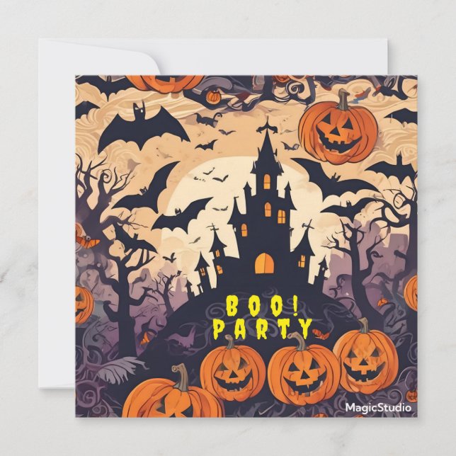 ¡AI Downloadable Boo! Invitación a la fiesta de Ha (Anverso)