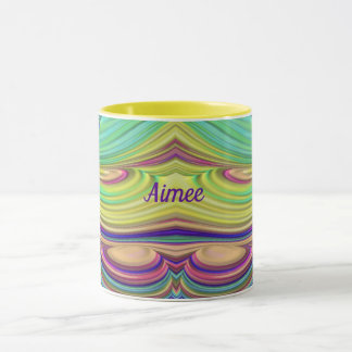 AIMEE ~ Zany 3D ~ Taza Rosa Verde añil Amarillo