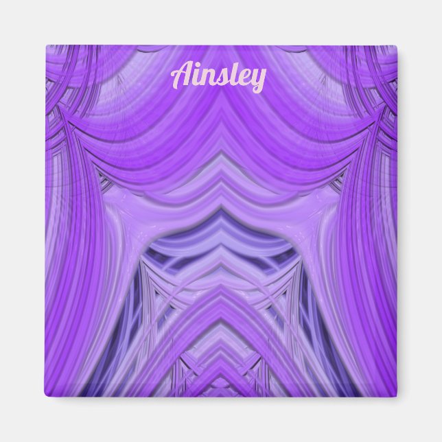 AINSLEY ~ 3D Fractal Design morado azul imán (Frente)
