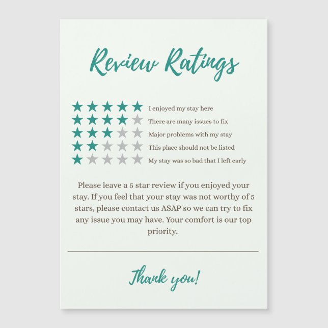 Airbnb Ratings Tarjeta de Frigorífico Magnético de (Anverso)