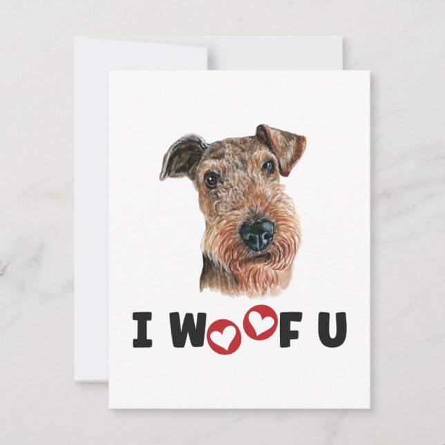 Airdale Terrier Dog I Woof You (Anverso)