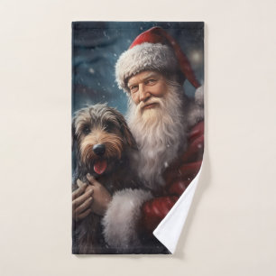 Airedale con Navidades festivos de Santa Claus
