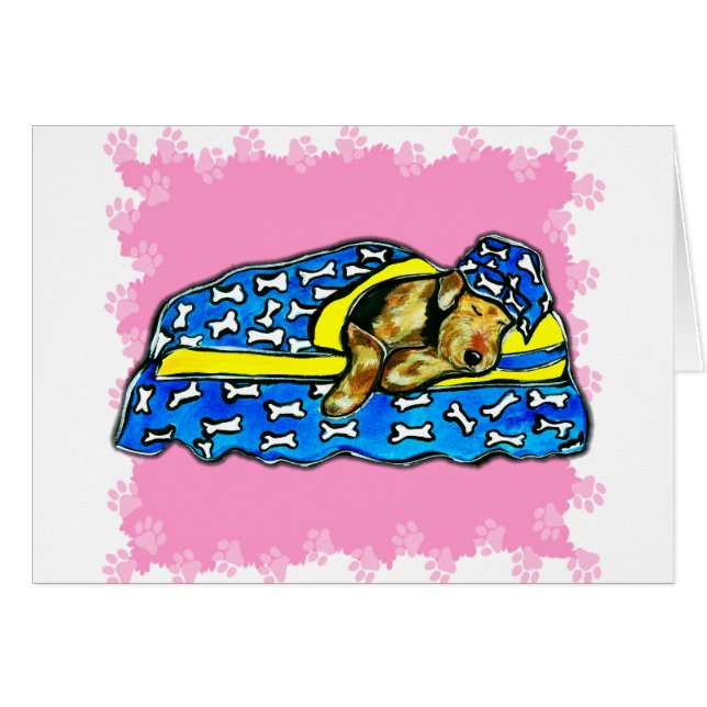 Airedale rosa durmiendo (Anverso (Horizontal))