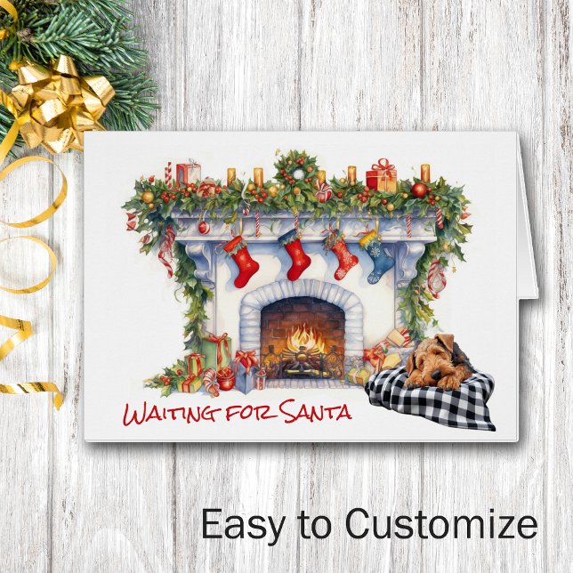 Airedale Terrier Dog espera a Santa (Subido por el creador)